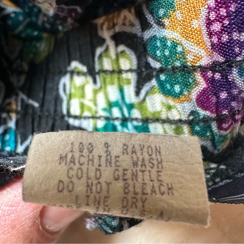 Dark Floral Rayon Midi Skirt |Flowy A-Line Norton McNaughton (Y2K Cottagecore) - Picture 11 of 11